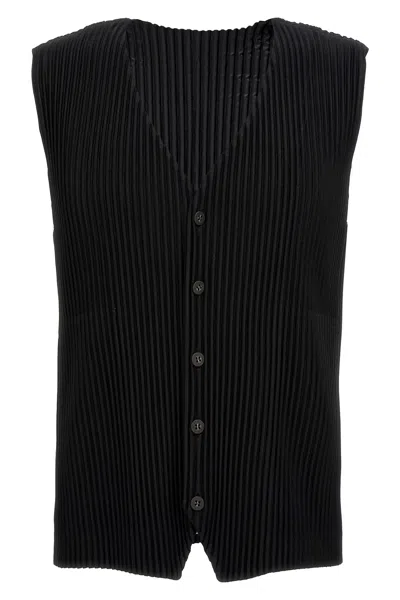 Issey Miyake Pleated Vest In Black