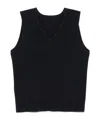 Issey Miyake Sleeveless Black Vest With V-neckline And Pleated Texture In Black