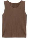 Issey Miyake Pleated Vest In Brown