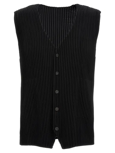Issey Miyake Pleated Vest Gilet Black