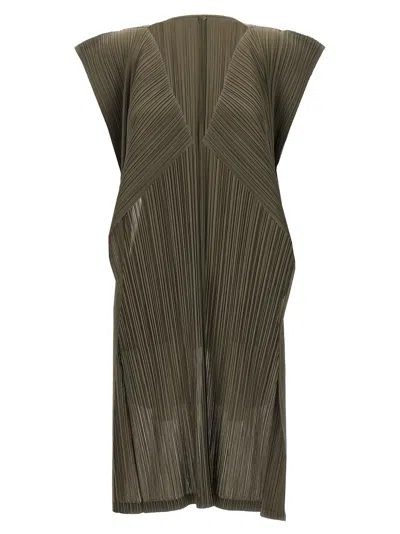 Issey Miyake Pleated Vest Gilet Green