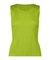 Issey Miyake Pleated Sleeveless Top In Green