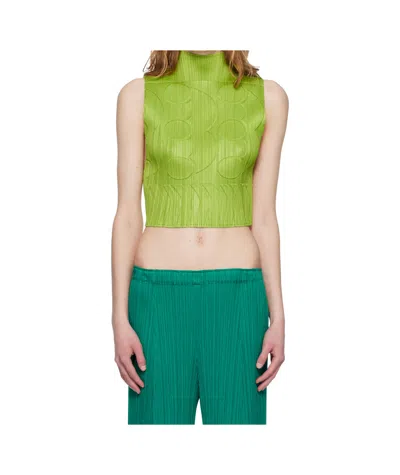 Issey Miyake Pleated Vest In Green