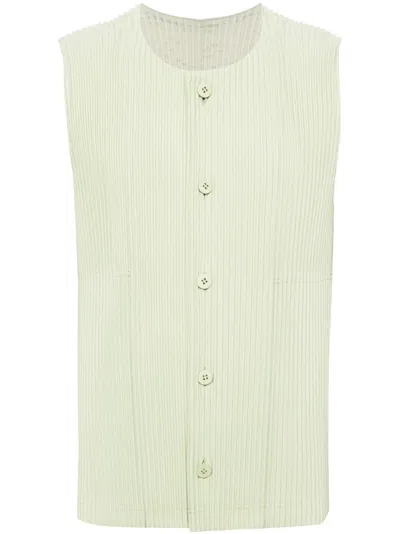 Issey Miyake Tailored Pleats 1 Vest In Green