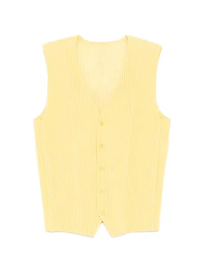 Issey Miyake Pleated Vest In Yellow