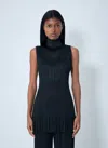 Issey Miyake Pleated Wave Tunic Top In Black