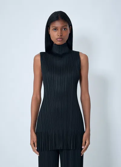 Issey Miyake Pleated Wave Tunic Top In Black