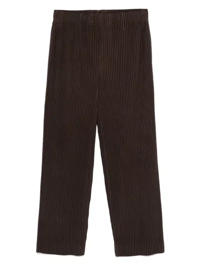 Issey Miyake Pleated Wide-leg Trousers In Brown