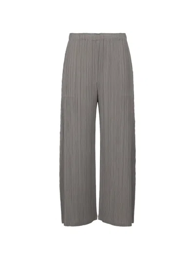 Issey Miyake Pleated Wide-leg Trousers In Gray