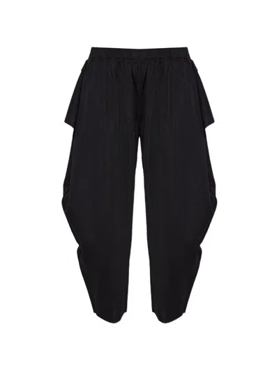 Issey Miyake Pleated Wide-leg Trousers In Black
