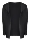 Issey Miyake Pleated Wooly Black Cardigan In Black
