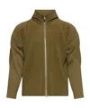 Issey Miyake Olive Green Zip-up Jacket With Ribbed Texture In Green