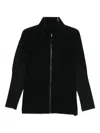 Issey Miyake Pleated Zipper Turtleneck Cardigan In Black