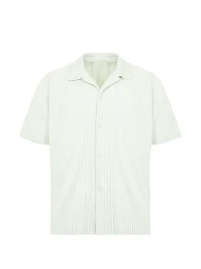 Issey Miyake Pleated-design Shirt In White