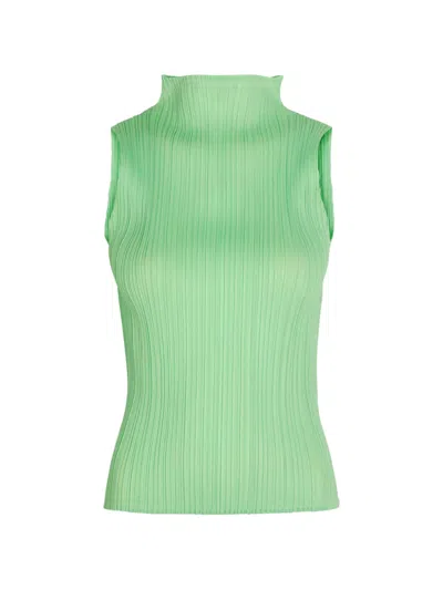 Issey Miyake Pleats Please Pleated Woven Top In Green