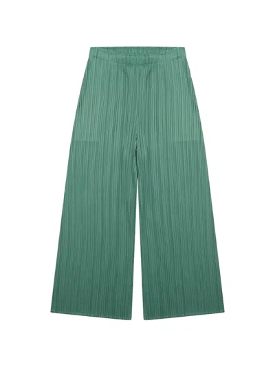 Issey Miyake Pleated Monthly Colors Palazzo Pants In Green