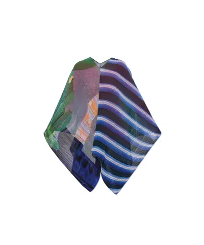 Issey Miyake Pleated-patterned Poncho In Multi