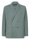 Issey Miyake Pleats 1 Double-breasted Jacket In Green