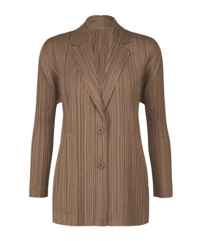 Issey Miyake Pleats Jacket In Brown