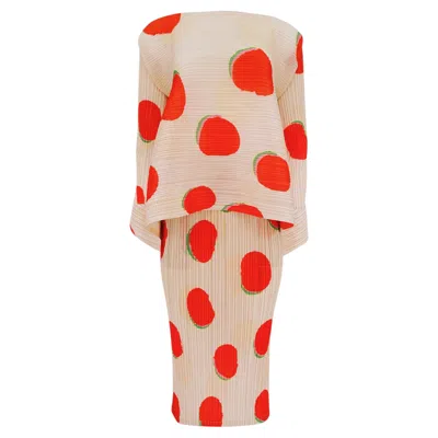 Pre-owned Issey Miyake Pleats Please 2024 Bean And Dot Micro-pleated Two-piece Set In Sand