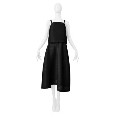 Pre-owned Issey Miyake Pleats Please Black Pleated Concept Camisole Top And Skirt Ensemble