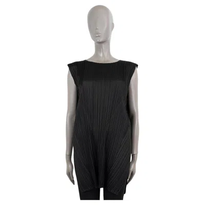 Pre-owned Issey Miyake Pleats Please Black Pleated Sleeveless Shirt 4 L