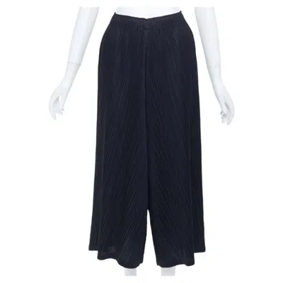 Pre-owned Issey Miyake Pleats Please Black Plisse Elastic Waist Cropped Pants Jp3 L