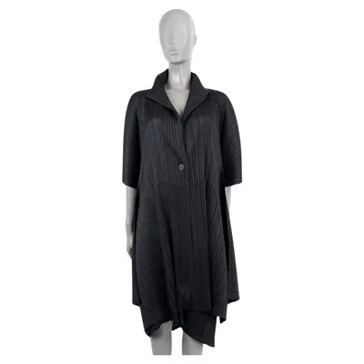 Pre-owned Issey Miyake Pleats Please Black Polyester Short Sleeve Coat Jacket 3 M