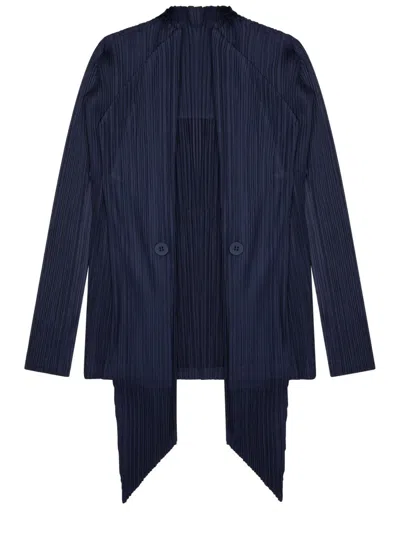 Issey Miyake Pleats Please By  Cardigan Plissettato In Blue