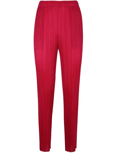 Issey Miyake Pleats Please By  New Colorful Basics 4 Trousers In Red