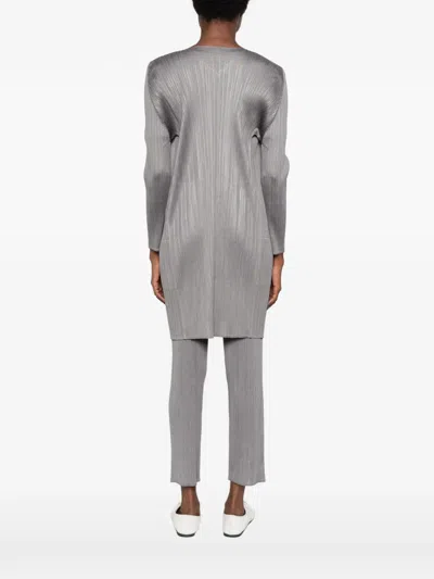 Issey Miyake Pleats Please Cardigan In Gray