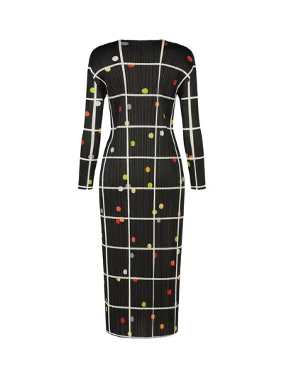 Issey Miyake Pleats Please Crossing Dots Dress Black