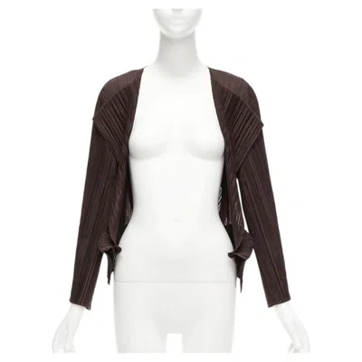 Pre-owned Issey Miyake Pleats Please Dark Brown Plisse 3d Cut Cardigan Jacket Jp3 L