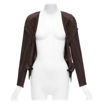 Pre-owned Issey Miyake Pleats Please Dark Brown Plisse 3d Cut Cardigan Jacket Jp3 L