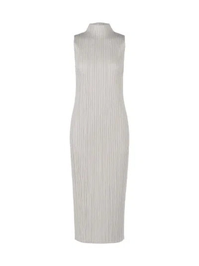 Issey Miyake Pleats Please Dress Cool Grey In White