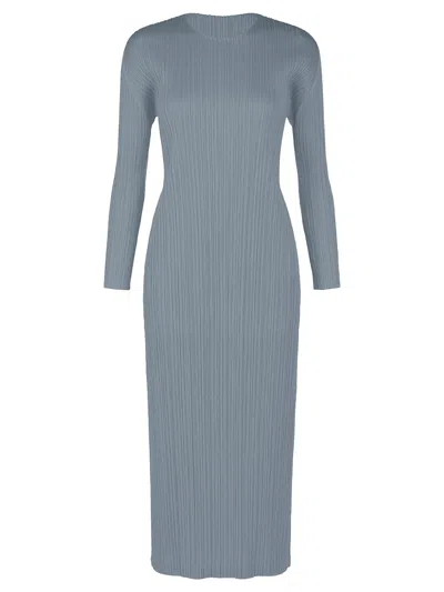 Issey Miyake Pleats Please Dress Grey In Blue