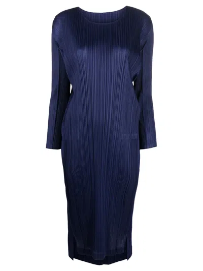 Issey Miyake Pleats Please Dress Navy In Blue