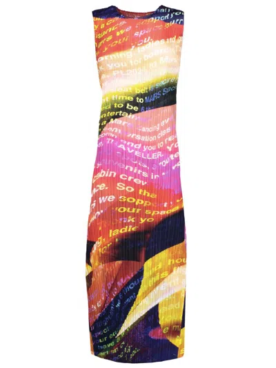 Issey Miyake Orange Voyager Midi Dress In Multi