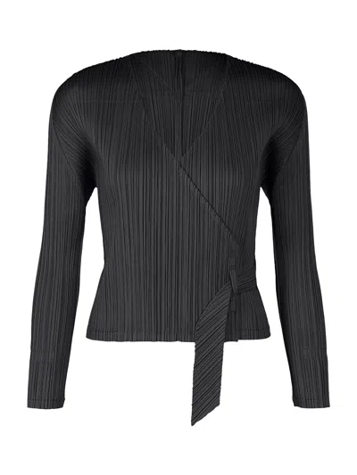 Issey Miyake Pleats Please Facade Cardigan In Black