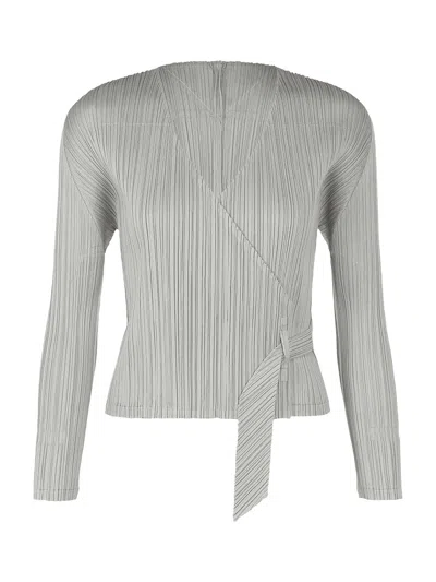 Issey Miyake Pleats Please Facade Cardigan L.grey In Gray