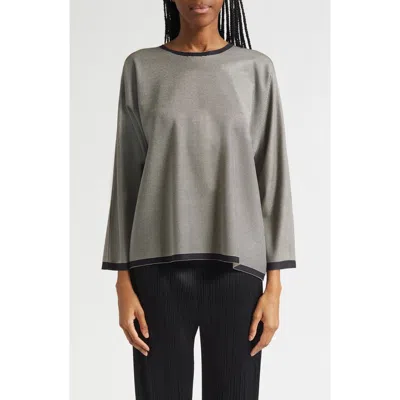 Issey Miyake Pleats Please  A-poc Stripe Pleated Top In Gray