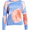 Issey Miyake Printed Tops In Blue/red