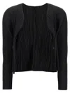 Issey Miyake Long Sleeve Cardigan Featuring A Pleated Design In Black
