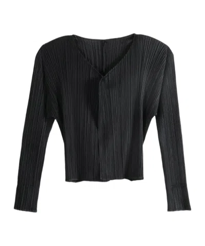 Issey Miyake Pleats Please  Basics Cardigan In Black