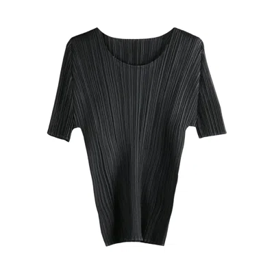 Pre-owned Issey Miyake Pleats Please  Basics May Shirt 'black' | Women's Size 3
