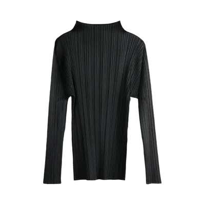 Pre-owned Issey Miyake Pleats Please  Basics May Shirt 'black' | Women's Size 3