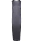 Issey Miyake Womens Navy Column Sleeveless Knitted Midi Dress