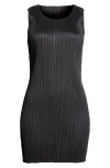 Issey Miyake Basic Mini Pleats Black Dress In Black