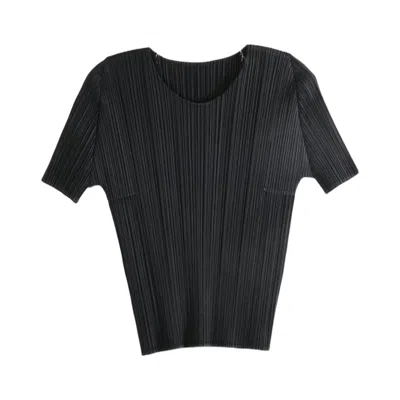 Pre-owned Issey Miyake Pleats Please  Basics Shirt 'black' | Women's Size 3