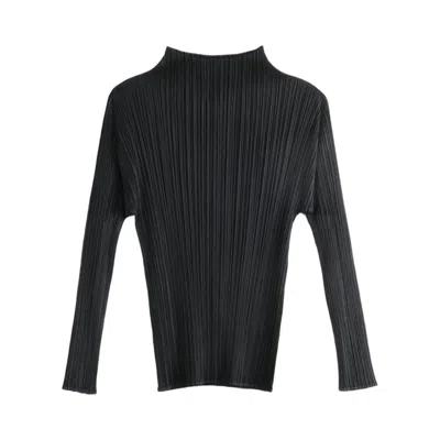 Pre-owned Issey Miyake Pleats Please  Basics Shirt 'black' | Women's Size 3